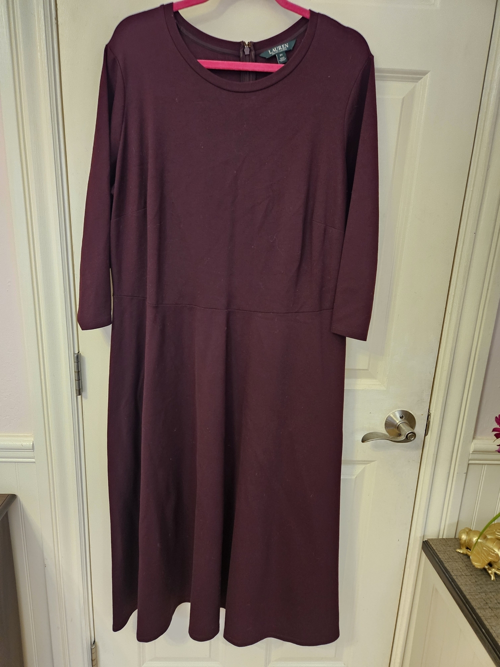 Lauren Ralph Lauren 2X Plum Long Sleeve Midi Dress Versatile